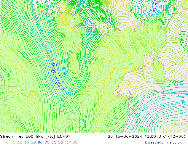 Rüzgar 500 hPa ECMWF Cts 15.06.2024 12 UTC