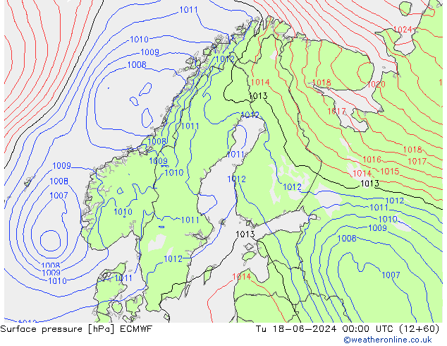 Luchtdruk (Grond) ECMWF di 18.06.2024 00 UTC