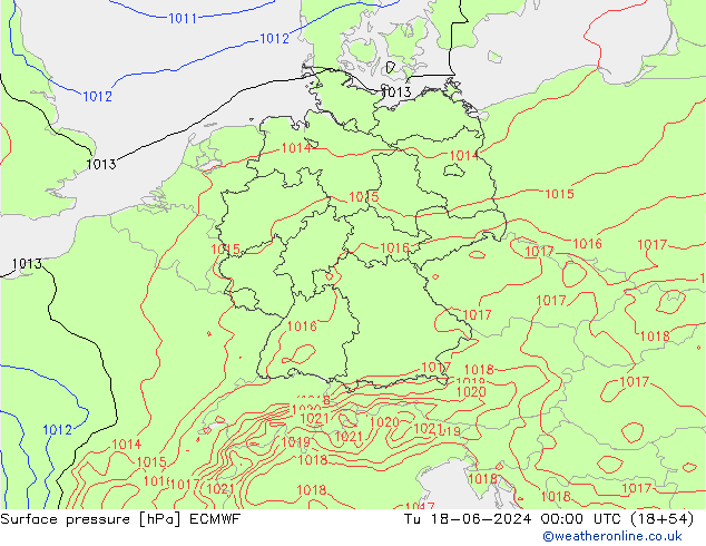 ciśnienie ECMWF wto. 18.06.2024 00 UTC