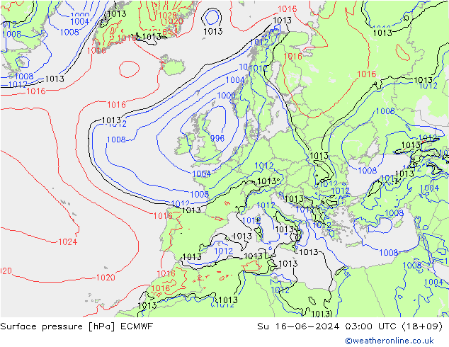 ciśnienie ECMWF nie. 16.06.2024 03 UTC