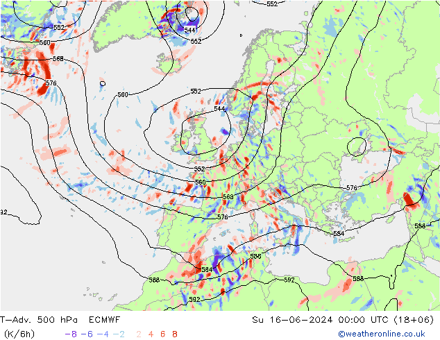 T-Adv. 500 hPa ECMWF zo 16.06.2024 00 UTC