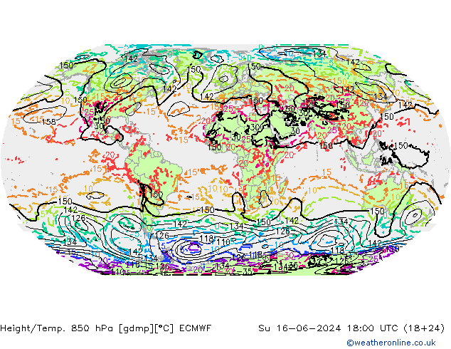 Z500/Rain (+SLP)/Z850 ECMWF 星期日 16.06.2024 18 UTC