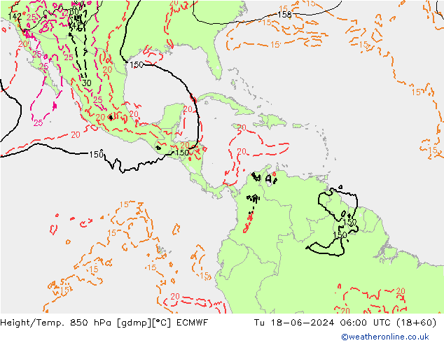 Z500/Yağmur (+YB)/Z850 ECMWF Sa 18.06.2024 06 UTC
