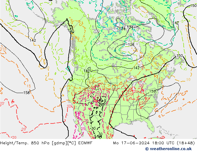 Yükseklik/Sıc. 850 hPa ECMWF Pzt 17.06.2024 18 UTC