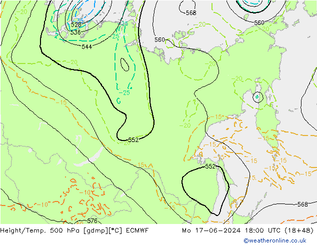Z500/Rain (+SLP)/Z850 ECMWF пн 17.06.2024 18 UTC