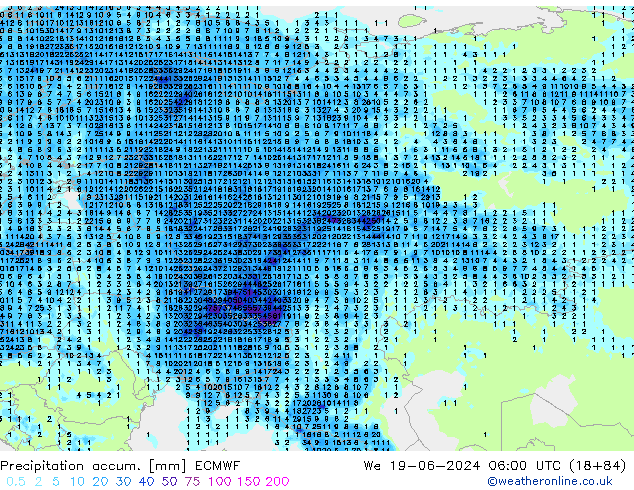 Toplam Yağış ECMWF Çar 19.06.2024 06 UTC