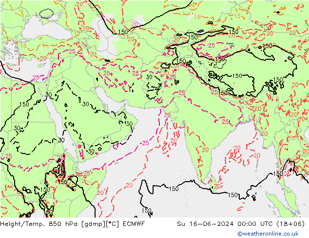 Z500/Rain (+SLP)/Z850 ECMWF 星期日 16.06.2024 00 UTC