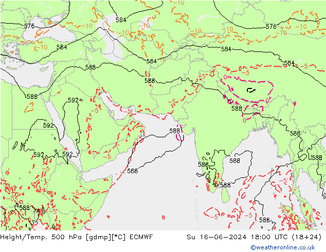 Z500/Rain (+SLP)/Z850 ECMWF Вс 16.06.2024 18 UTC