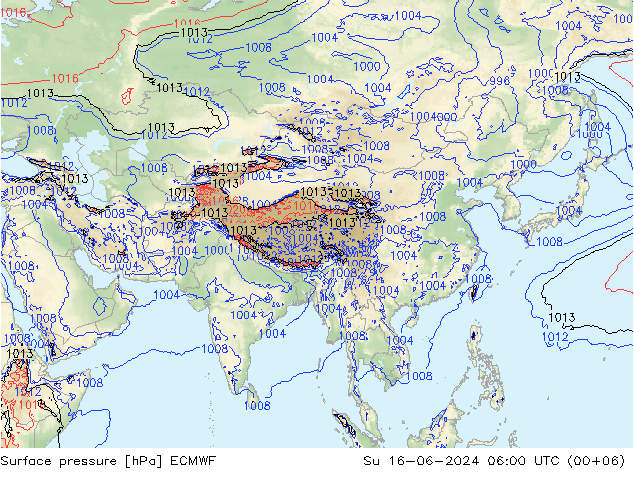 pression de l'air ECMWF dim 16.06.2024 06 UTC