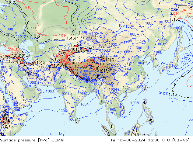 ciśnienie ECMWF wto. 18.06.2024 15 UTC