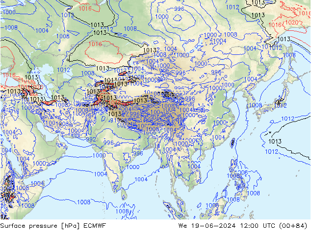 pression de l'air ECMWF mer 19.06.2024 12 UTC