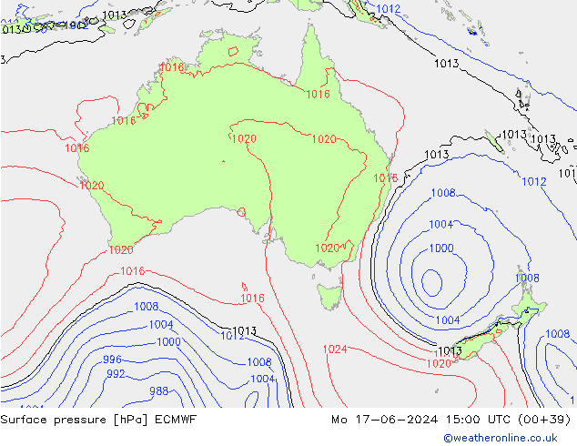 Luchtdruk (Grond) ECMWF ma 17.06.2024 15 UTC