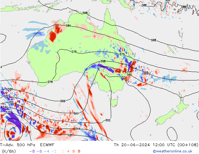 T-Adv. 500 hPa ECMWF Th 20.06.2024 12 UTC