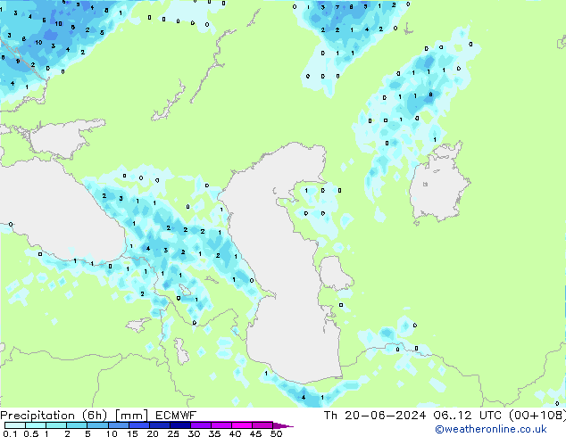 Precipitation (6h) ECMWF Th 20.06.2024 12 UTC