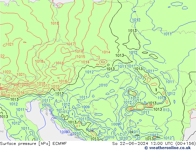 pressão do solo ECMWF Sáb 22.06.2024 12 UTC
