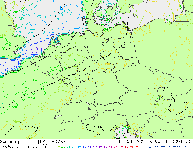 Isotachs (kph) ECMWF dim 16.06.2024 03 UTC