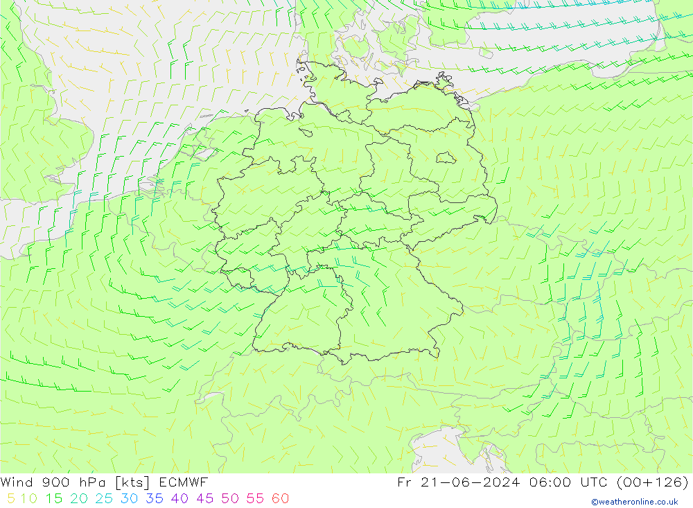 Wind 900 hPa ECMWF Fr 21.06.2024 06 UTC