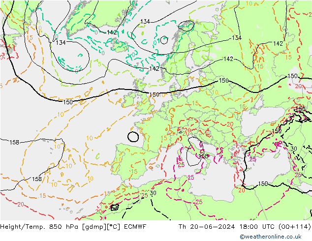 Z500/Rain (+SLP)/Z850 ECMWF gio 20.06.2024 18 UTC