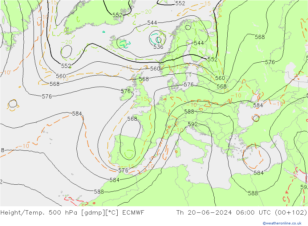 Z500/Yağmur (+YB)/Z850 ECMWF Per 20.06.2024 06 UTC