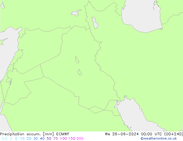 Precipitation accum. ECMWF śro. 26.06.2024 00 UTC