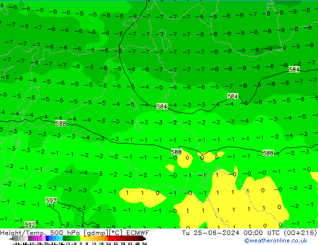 Z500/Rain (+SLP)/Z850 ECMWF mar 25.06.2024 00 UTC
