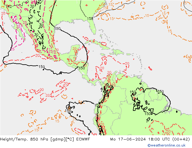Z500/Rain (+SLP)/Z850 ECMWF Mo 17.06.2024 18 UTC