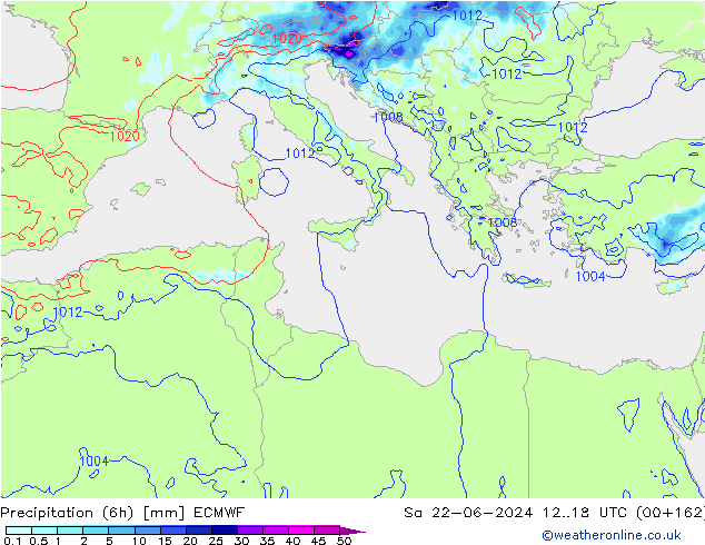 Z500/Rain (+SLP)/Z850 ECMWF So 22.06.2024 18 UTC