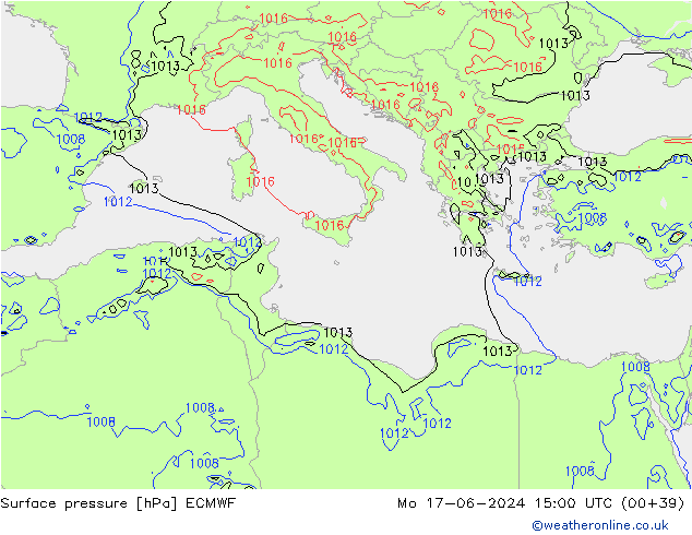 pression de l'air ECMWF lun 17.06.2024 15 UTC