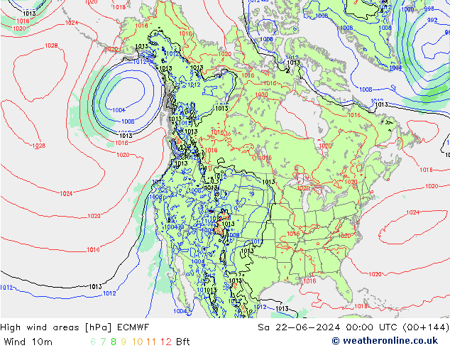 Windvelden ECMWF za 22.06.2024 00 UTC