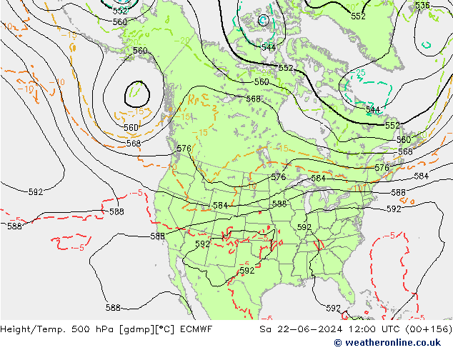 Z500/Yağmur (+YB)/Z850 ECMWF Cts 22.06.2024 12 UTC