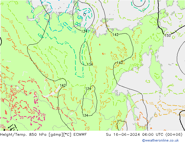 Z500/Rain (+SLP)/Z850 ECMWF  16.06.2024 06 UTC