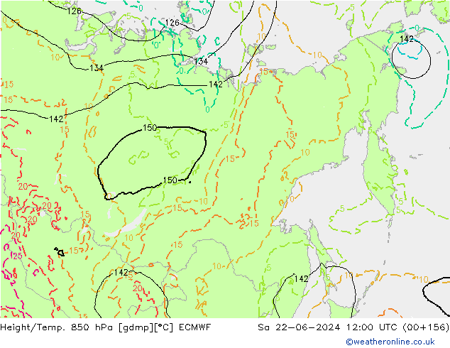 Hoogte/Temp. 850 hPa ECMWF za 22.06.2024 12 UTC