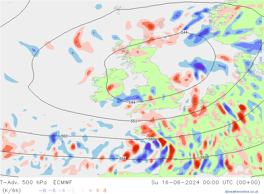 T-Adv. 500 hPa ECMWF Paz 16.06.2024 00 UTC