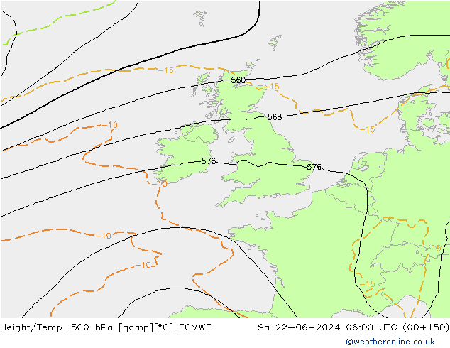 Z500/Yağmur (+YB)/Z850 ECMWF Cts 22.06.2024 06 UTC