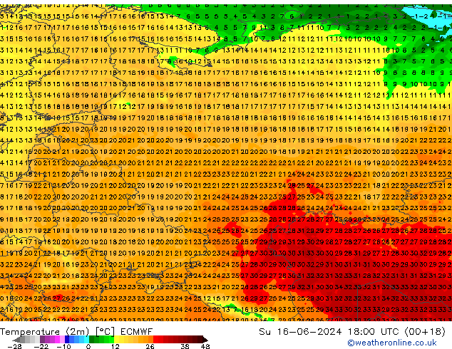 Temperature (2m) ECMWF Ne 16.06.2024 18 UTC