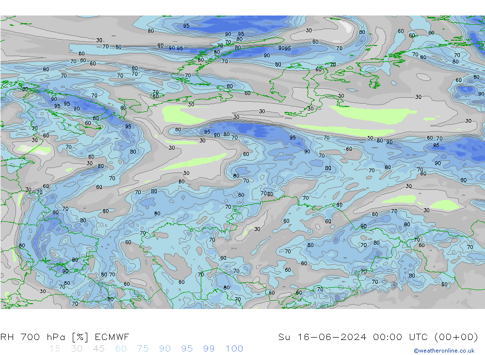 RH 700 hPa ECMWF  16.06.2024 00 UTC