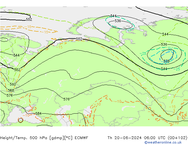 Z500/Rain (+SLP)/Z850 ECMWF Qui 20.06.2024 06 UTC