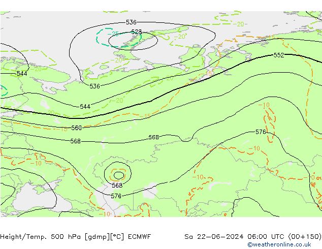 Z500/Rain (+SLP)/Z850 ECMWF sáb 22.06.2024 06 UTC