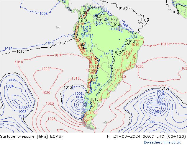 ciśnienie ECMWF pt. 21.06.2024 00 UTC