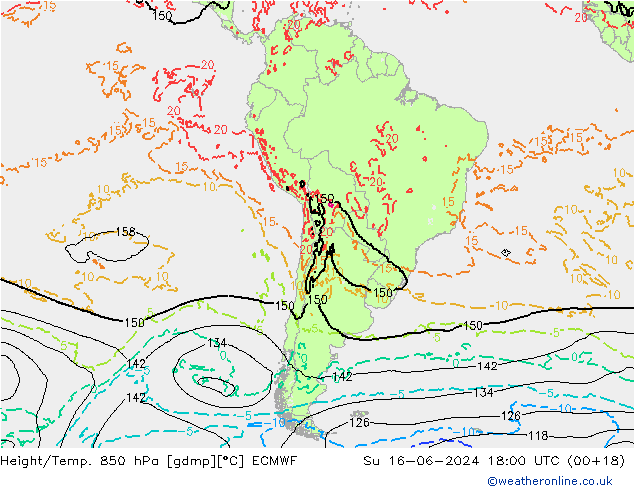 Z500/Rain (+SLP)/Z850 ECMWF nie. 16.06.2024 18 UTC