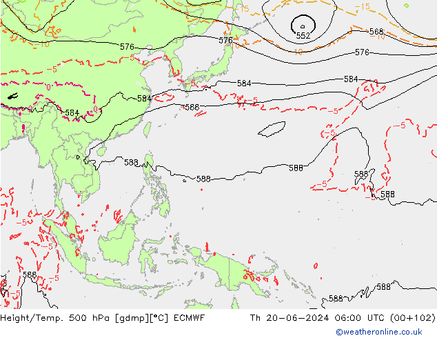 Z500/Rain (+SLP)/Z850 ECMWF jue 20.06.2024 06 UTC