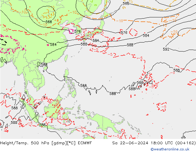 Z500/Rain (+SLP)/Z850 ECMWF Sáb 22.06.2024 18 UTC