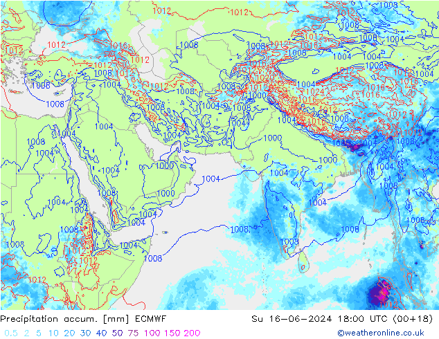 Precipitation accum. ECMWF nie. 16.06.2024 18 UTC