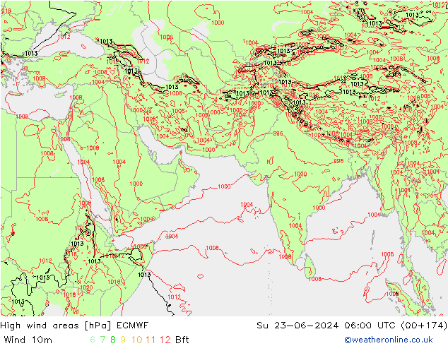 High wind areas ECMWF dim 23.06.2024 06 UTC