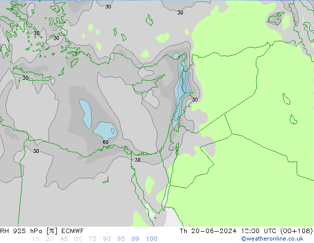 Humidité rel. 925 hPa ECMWF jeu 20.06.2024 12 UTC