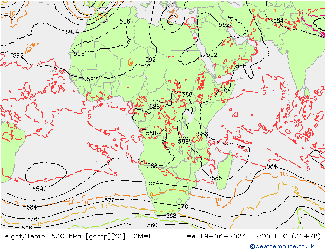 Z500/Rain (+SLP)/Z850 ECMWF Qua 19.06.2024 12 UTC