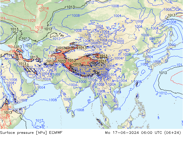Luchtdruk (Grond) ECMWF ma 17.06.2024 06 UTC