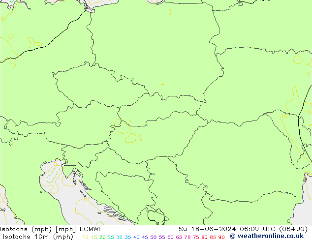 Isotachs (mph) ECMWF Su 16.06.2024 06 UTC