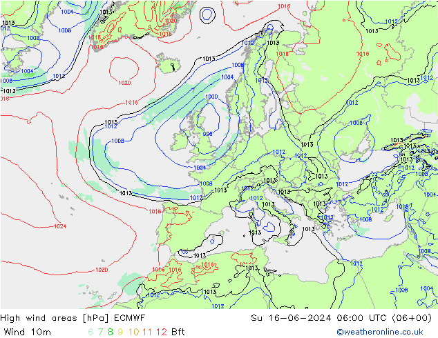 High wind areas ECMWF Su 16.06.2024 06 UTC