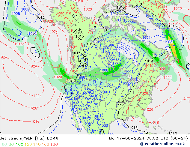 Polarjet/Bodendruck ECMWF Mo 17.06.2024 06 UTC